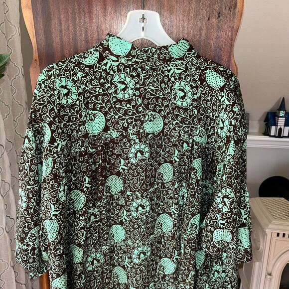 Vintage we be bop women’s 4x tunic top button up Hawaiian teal - Picture 7 of 12
